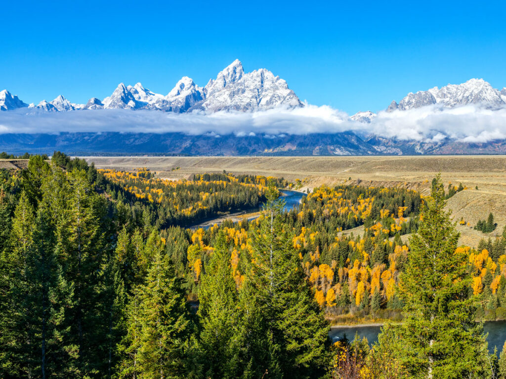 Snake River winding through Grand Teton National Park in Wyoming