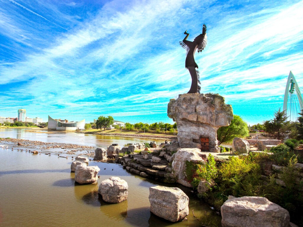 Keeper of the Plains monument in Wichita, Kansas
