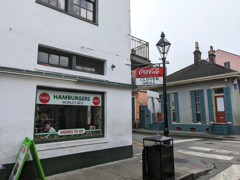 Exterior of Clover Grill in New Orleans, Louisiana